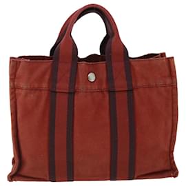 Hermès-HERMES Fourre Tout PM Hand Bag Canvas Red Purple Auth 51314-Red,Purple