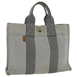 Hermès-HERMES cabas PM Sac à main Toile Gris Auth ar10058b-Gris