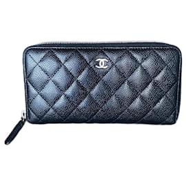 Chanel Fuchsia Quilted Lambskin L-Zip Wallet