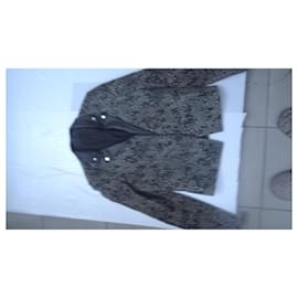 The Kooples-La chaqueta de los Kooples 36 Noir/crudo + cuero negro-Negro