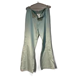 Chanel-CHANEL Green Satin Trousers-Light green