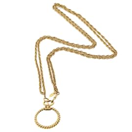 Chanel-CHANEL Chain Magnifying Glass Necklace Metal Gold Tone CC Auth ar9914b-Other