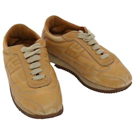 Hermès-HERMES Quick Sneakers Leather 36 Beige Auth ar9855-Beige