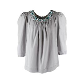 Blumarine Bead Embellished Top Grey