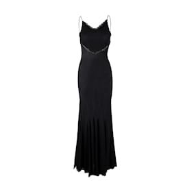 Roberto Cavalli-Roberto Cavalli Long Sheer Slip Dress-Black