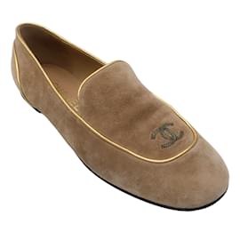 Vintage Chanel Stitched Brown Leather Ballerina Flats High Street Women's  38.5