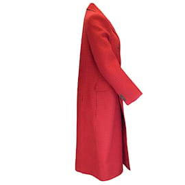 Balenciaga-Balenciaga Rojo 2019 Abrigo de lana tipo reloj de arena con botones y botones forrados-Roja