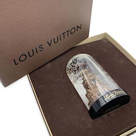 Louis Vuitton-Mala de globo de neve rara, decoração de casa da Torre Eiffel-Marrom