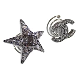 Chanel-Accesorios para el cabello con diamantes de imitación CC y estrellas-Plata