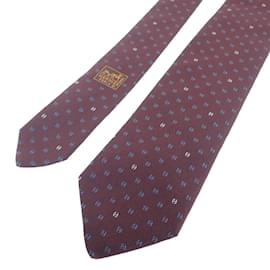 Hermès-Corbata de seda con logo H336111T-Castaño