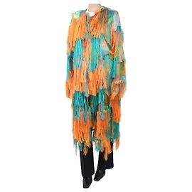 Dries Van Noten Mehrfarbiger Mantel mit Fransen – Größe M Mehrfarben
