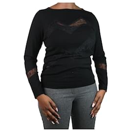 Nina Ricci-Black zigzag pattern lace sweater - size XL-Other