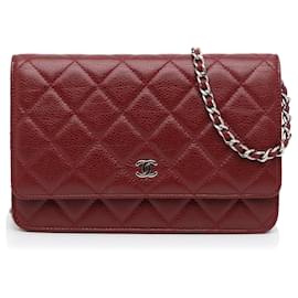Chanel 2011 Rouge Caviar Wallet On Chain WOC 