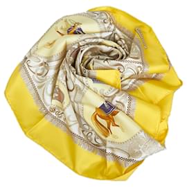 Hermès-Hermes Yellow La Presentation Silk Scarf-Other,Yellow