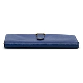 Hermès-Portefeuille Hermès Bleu Bearn Soufflet-Bleu