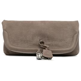 Alexander Mcqueen-Alexander McQueen Brown Skull Envelope Clutch-Brown,Beige
