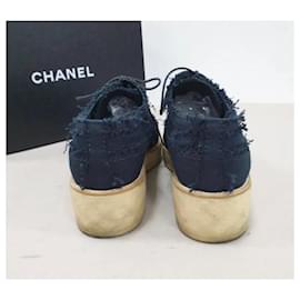 Chanel-Chanel Lace-ups Navy Blue Oxfords-Dark blue