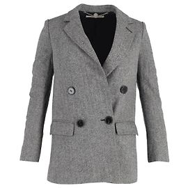 Stella Mc Cartney Stella McCartney Double-Breasted Blazer in Grey Wool Brown