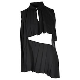 Sacai-Sacai Asymmetric Pleated Sleeveless Top in Black Polyester-Black