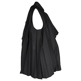 Sacai-Top sin mangas plisado asimétrico Sacai en poliéster negro-Negro