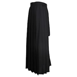 Sacai-Jupe mi-longue plissée à découpes Sacai en polyester noir-Noir