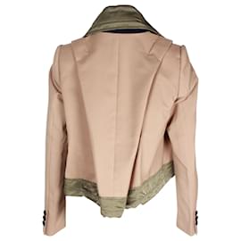 Sacai-Sacai Cropped Blazer Jacket in Beige Polyester-Beige