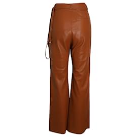 Nanushka-Nanushka Flared-Leg Trousers in Bown Polyurethane -Brown