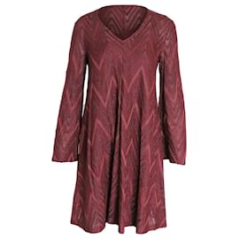 Missoni-Missoni Chevron Mini Dress in Burgundy Rayon-Other,Python print