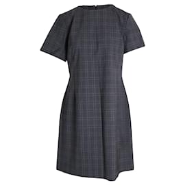Theory-Theory Crewneck Windowpane Check Knit Dolman Shift Dress in Multicolor Wool-Multiple colors