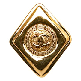 Chanel-CC Diamond Frame Brooch-Golden