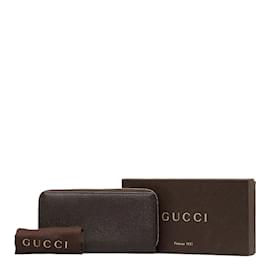 Gucci-Portafoglio in pelle con cerniera 353227-Marrone
