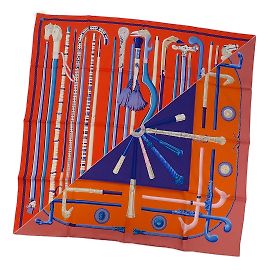 Hermès Carré 90 Lenço de seda Cane Cannes H003140S 05 Laranja