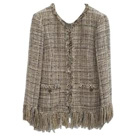 Chanel-Chanel 10A Fringed Lesage Tweed Jacket-Pink