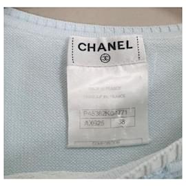 Chanel-Top a body con fiocco in viscosa blu senza maniche con logo Chanel CC-Blu
