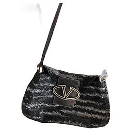 Pochette Valentino en cristal noir Noir