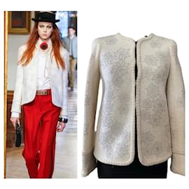 Chanel-Chanel Chaqueta con cristales crudos Métiers D’Art Paris Salzburg Runway Pre Fall 2015, 15Lote Talla FR 46-Beige