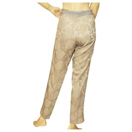 Dolce & Gabbana-Dolce & Gabbana D&G Silver & Gold Jacquard Floral Roses Trousers pants size 42-Silvery