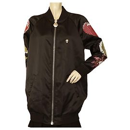 Philipp Plein Schwarze Arcade Pac-man Herz Strass lange Jacke Größe S Schwarz