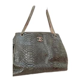 Chanel Python Tote Bag Black Black