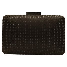 Love Moschino Moschino Love Box Hard Case Clutch Crystal Embossed bag removable silver chain Black