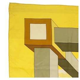 Hermès-HERMES CARRE 90 a.M. CASSANDRE Scarf Silk Yellow Auth cl719-Yellow