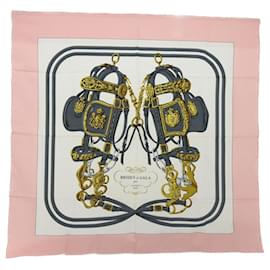 Hermès-HERMES CARRE 90 BRIDES de GALA Scarf Silk Pink Auth 51898-Pink