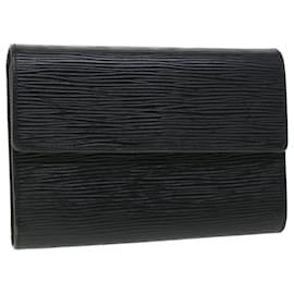 Louis Vuitton-LOUIS VUITTON Epi Porte Tresor Etui Papie Wallet Black M63712 LV Auth 52473-Black