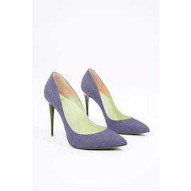Christian Louboutin-Christian Louboutin Womens Pigalle Follies 100 Denim / Red EU 40 / Uk 7-Blue