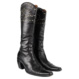 Sartore-Sartore Studded Western Boots-Black