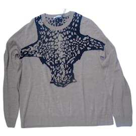 ML Sonia Rykiel Pullover 42/44 Panthermuster aus Kamelwolle Kamel