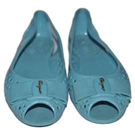 Salvatore Ferragamo-rubber ballet flats-Turquoise