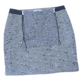 Sandro-minifalda Sandro 40  tejido + rizos grises/Noir/hilo de plata blanco-Gris