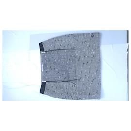 Sandro-mini-jupe Sandro 40  tissage + bouclettes  gris/noir/blanc fil argenté-Gris