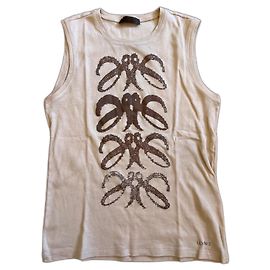 Camiseta Loewe beige de algodón con estampado frontal Beige